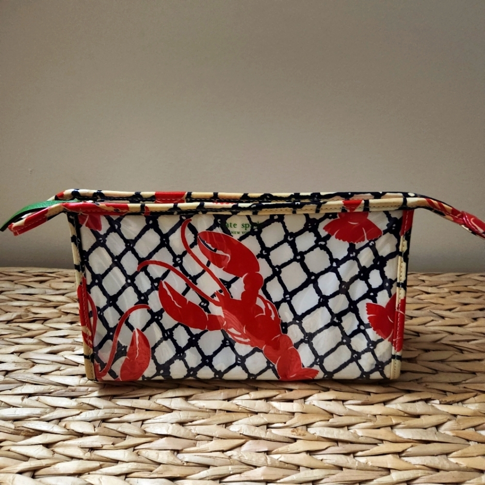 kate spade White, Red & Navy Lobster Print Cosmetic Pouch